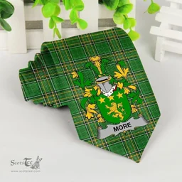 Irish More or O'More Coat of Arms Family Crest Ireland Neck Tie Irish National Tartan Irish County Tie