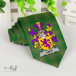 Irish Lacy or De Lacy Coat of Arms Family Crest Ireland Neck Tie Irish National Tartan Irish County Tie