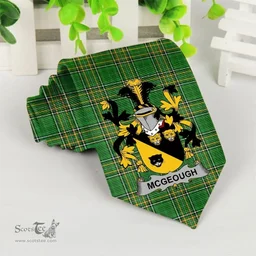 Irish McGeough or McGough Coat of Arms Family Crest Ireland Neck Tie Irish National Tartan Irish County Tie