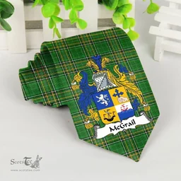 Irish McGrail Coat of Arms Family Crest Ireland Neck Tie Irish National Tartan Irish County Tie