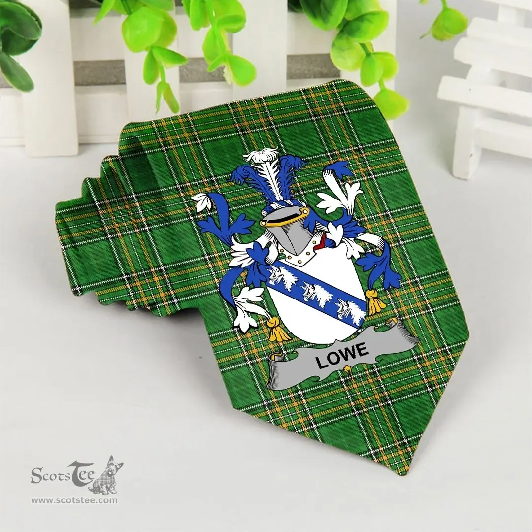 Irish Lowe Coat of Arms Family Crest Ireland Neck Tie Irish National Tartan Irish County Tie