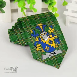 Irish Shea or O'Shee Coat of Arms Family Crest Ireland Neck Tie Irish National Tartan Irish County Tie