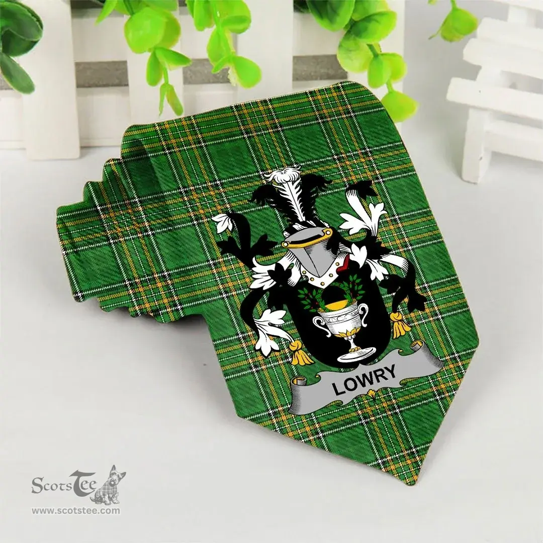 Irish Lowry or Lavery Coat of Arms Family Crest Ireland Neck Tie Irish National Tartan Irish County Tie