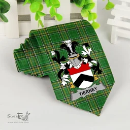 Irish Tierney or O'Tierney Coat of Arms Family Crest Ireland Neck Tie Irish National Tartan Irish County Tie