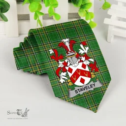 Irish Staveley Coat of Arms Family Crest Ireland Neck Tie Irish National Tartan Irish County Tie