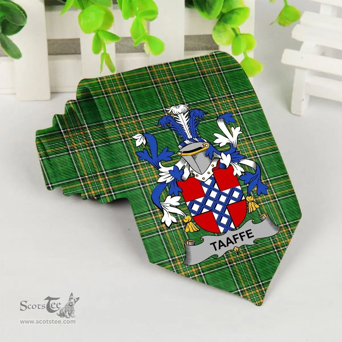 Irish Taaffe Coat of Arms Family Crest Ireland Neck Tie Irish National Tartan Irish County Tie