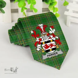 Irish Parker Coat of Arms Family Crest Ireland Neck Tie Irish National Tartan Irish County Tie