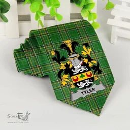 Irish Tyler Coat of Arms Family Crest Ireland Neck Tie Irish National Tartan Irish County Tie