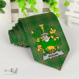 Irish Rogan or O'Rogan Coat of Arms Family Crest Ireland Neck Tie Irish National Tartan Irish County Tie