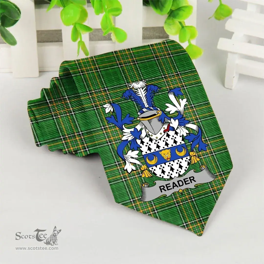 Irish Reader Coat of Arms Family Crest Ireland Neck Tie Irish National Tartan Irish County Tie