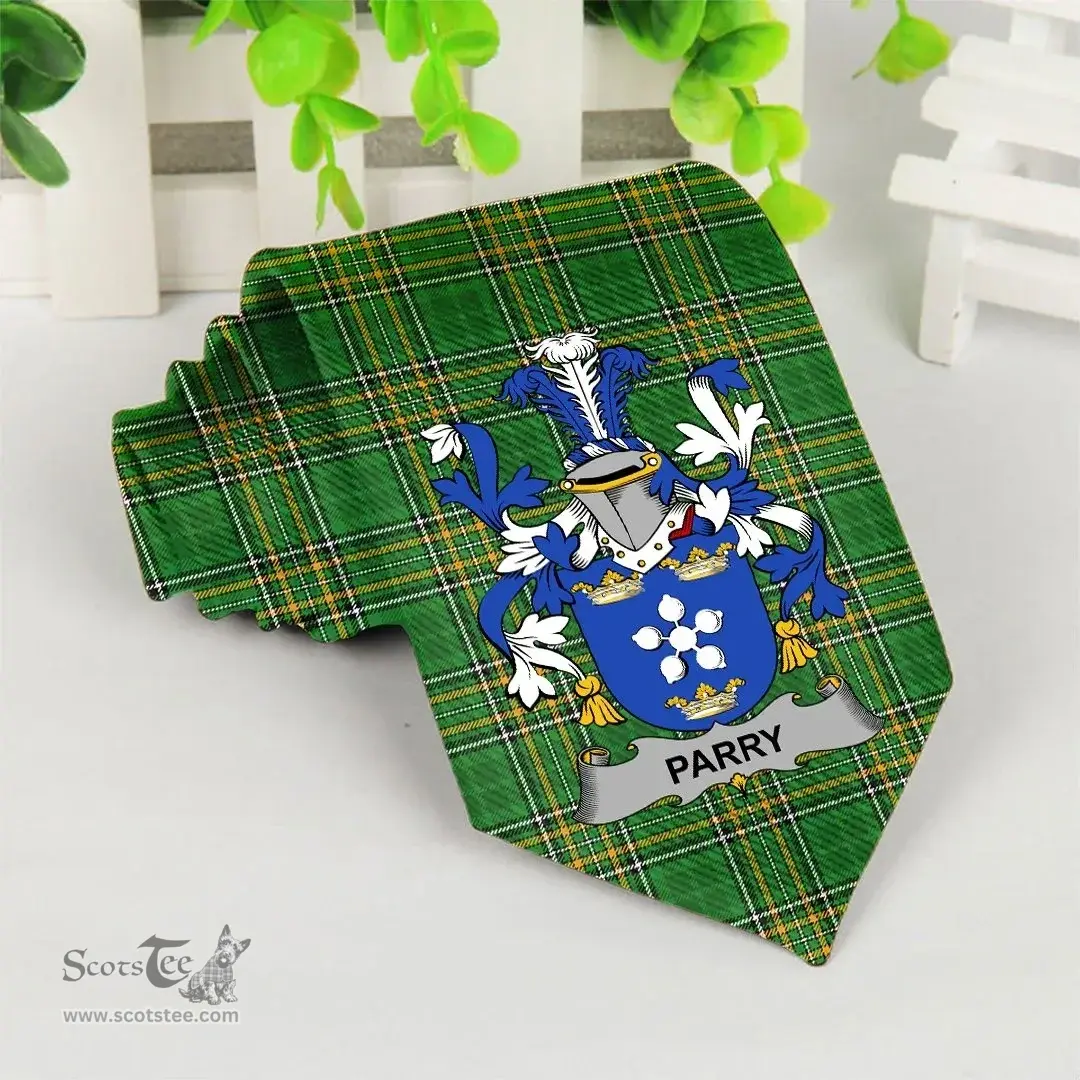 Irish Parry Coat of Arms Family Crest Ireland Neck Tie Irish National Tartan Irish County Tie