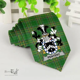 Irish Penteny Coat of Arms Family Crest Ireland Neck Tie Irish National Tartan Irish County Tie