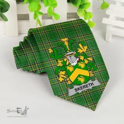 Irish Skereth or Skerret Coat of Arms Family Crest Ireland Neck Tie Irish National Tartan Irish County Tie