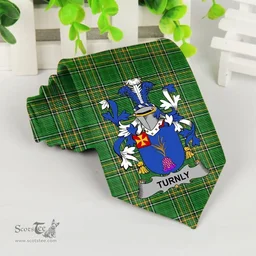 Irish Turnly or Turnley Coat of Arms Family Crest Ireland Neck Tie Irish National Tartan Irish County Tie