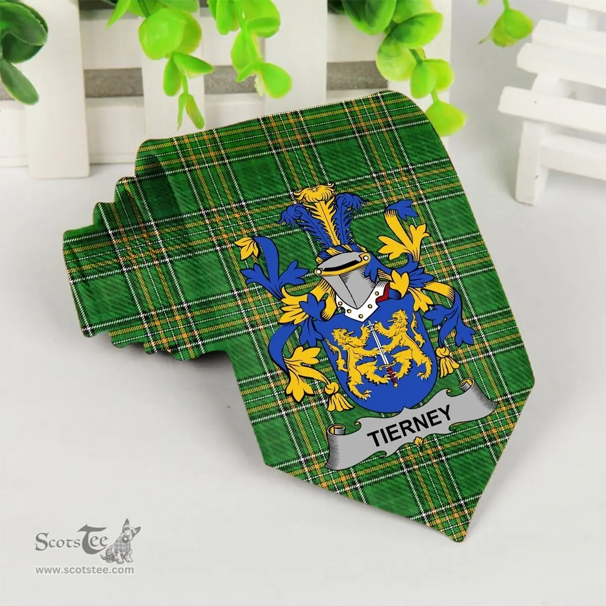 Irish Tierney Coat of Arms Family Crest Ireland Neck Tie Irish National Tartan Irish County Tie