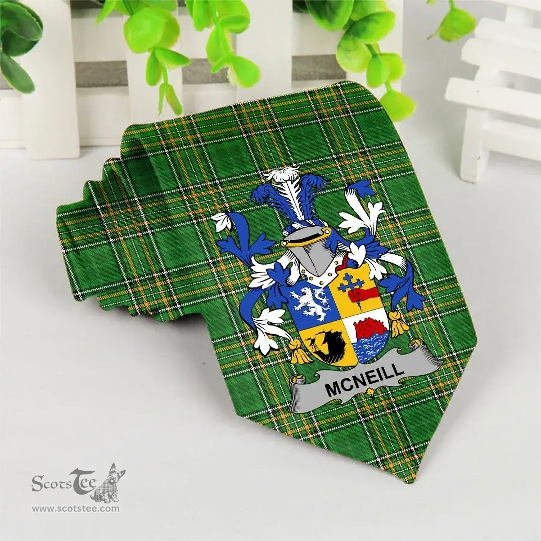 Irish Neill or McNeill Coat of Arms Family Crest Ireland Neck Tie Irish National Tartan Irish County Tie