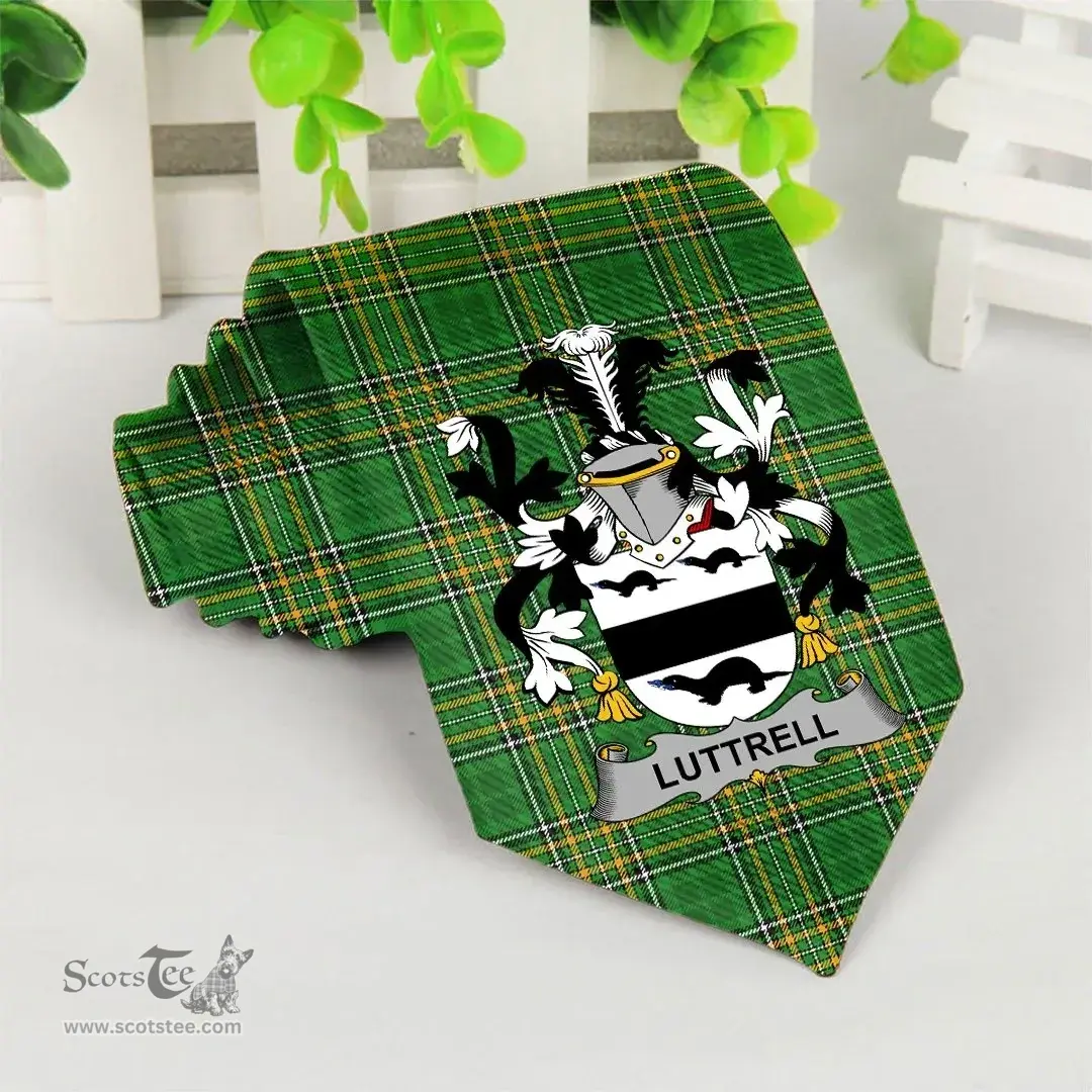 Irish Luttrell Coat of Arms Family Crest Ireland Neck Tie Irish National Tartan Irish County Tie