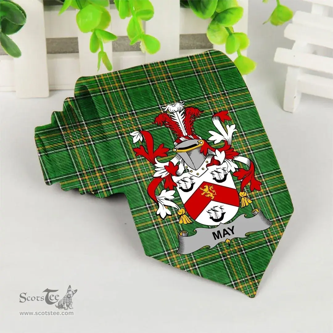 Irish May Coat of Arms Family Crest Ireland Neck Tie Irish National Tartan Irish County Tie