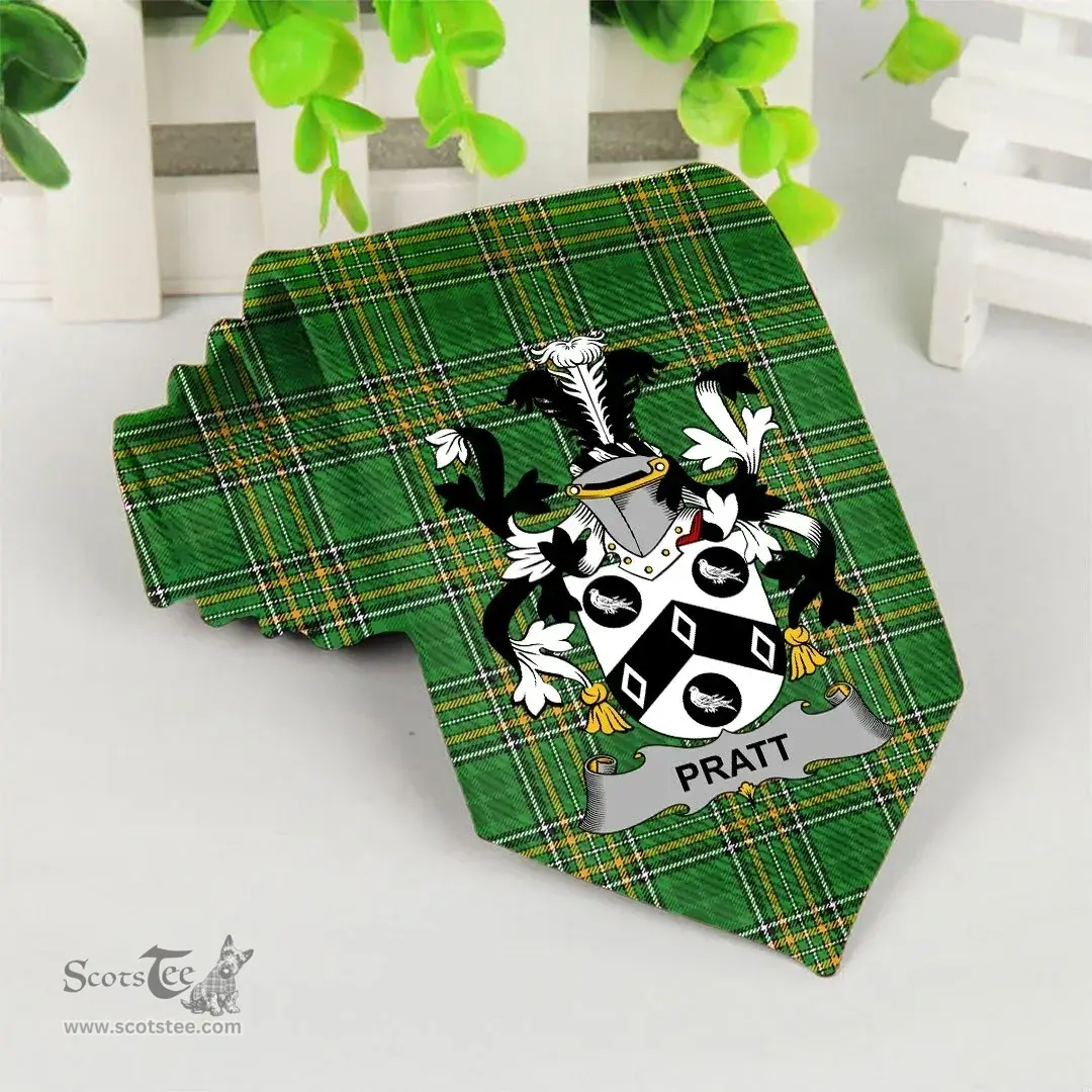 Irish Pratt Coat of Arms Family Crest Ireland Neck Tie Irish National Tartan Irish County Tie