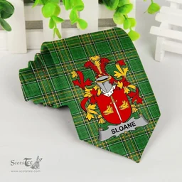 Irish Sloane Coat of Arms Family Crest Ireland Neck Tie Irish National Tartan Irish County Tie