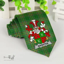 Irish Naghten or O'Naghten Coat of Arms Family Crest Ireland Neck Tie Irish National Tartan Irish County Tie