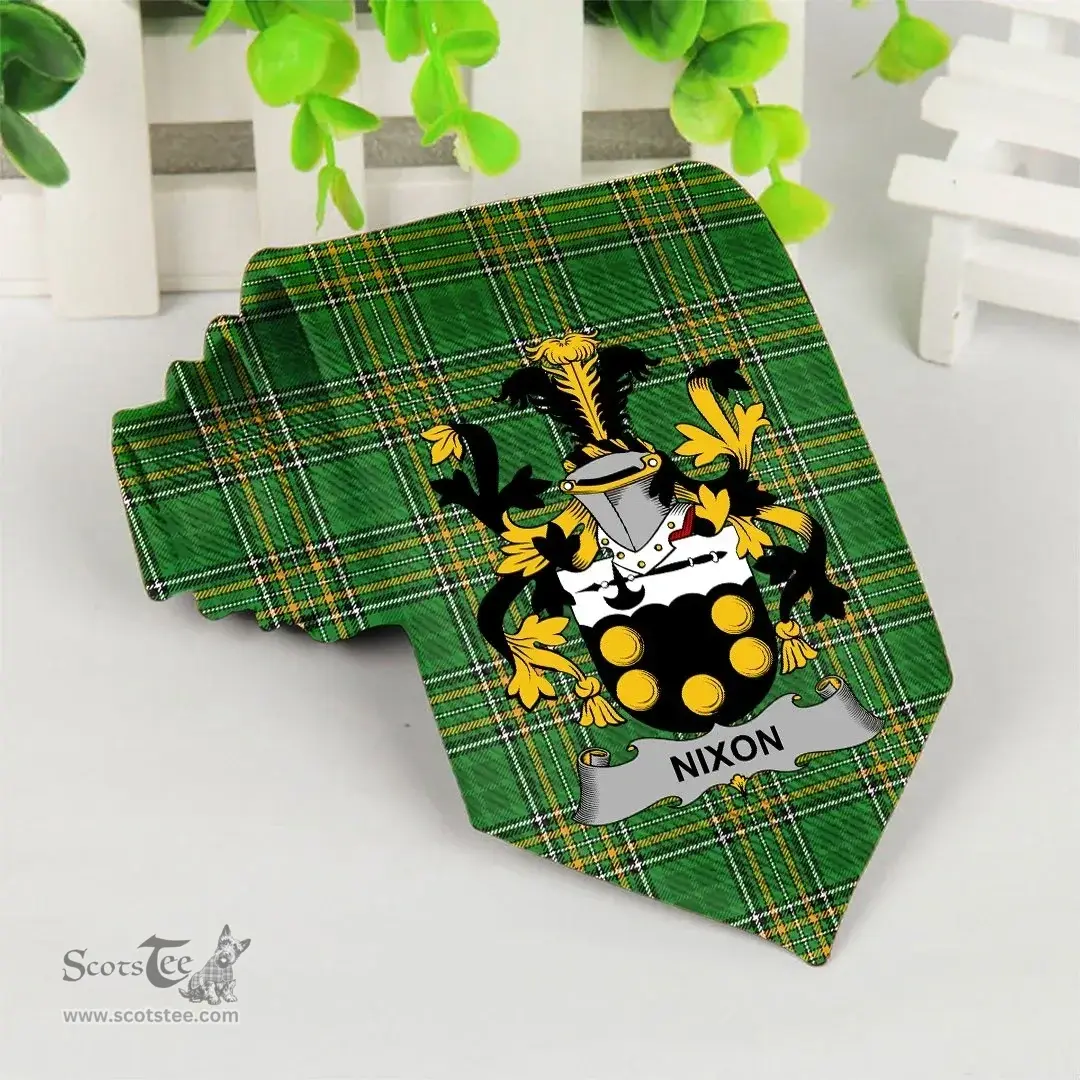 Irish Nixon Coat of Arms Family Crest Ireland Neck Tie Irish National Tartan Irish County Tie