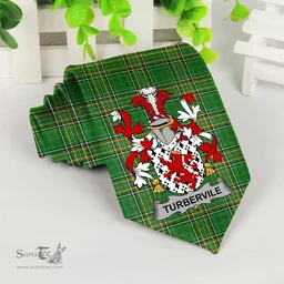 Irish Tubervile or Tuberville Coat of Arms Family Crest Ireland Neck Tie Irish National Tartan Irish County Tie