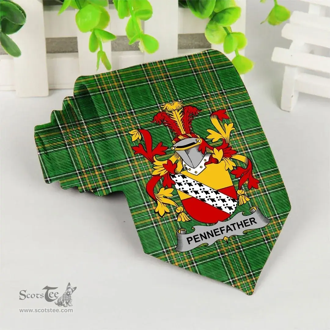 Irish Penne or Penn Coat of Arms Family Crest Ireland Neck Tie Irish National Tartan Irish County Tie