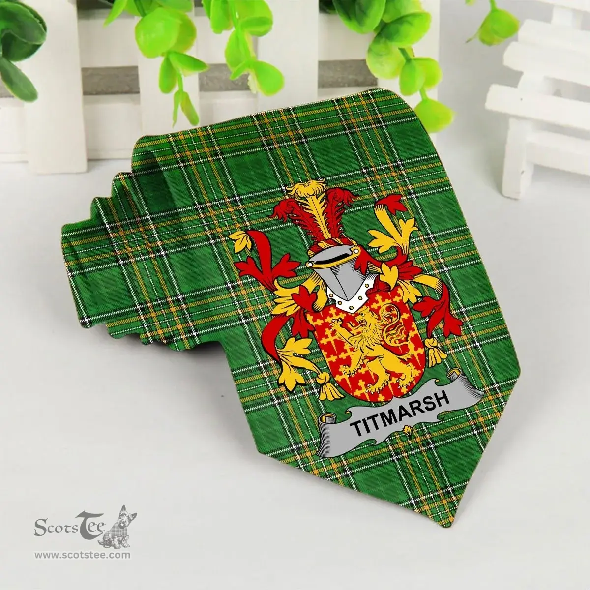 Irish Titmarsh Coat of Arms Family Crest Ireland Neck Tie Irish National Tartan Irish County Tie
