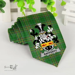 Irish Rafferty or O'Rafferty Coat of Arms Family Crest Ireland Neck Tie Irish National Tartan Irish County Tie