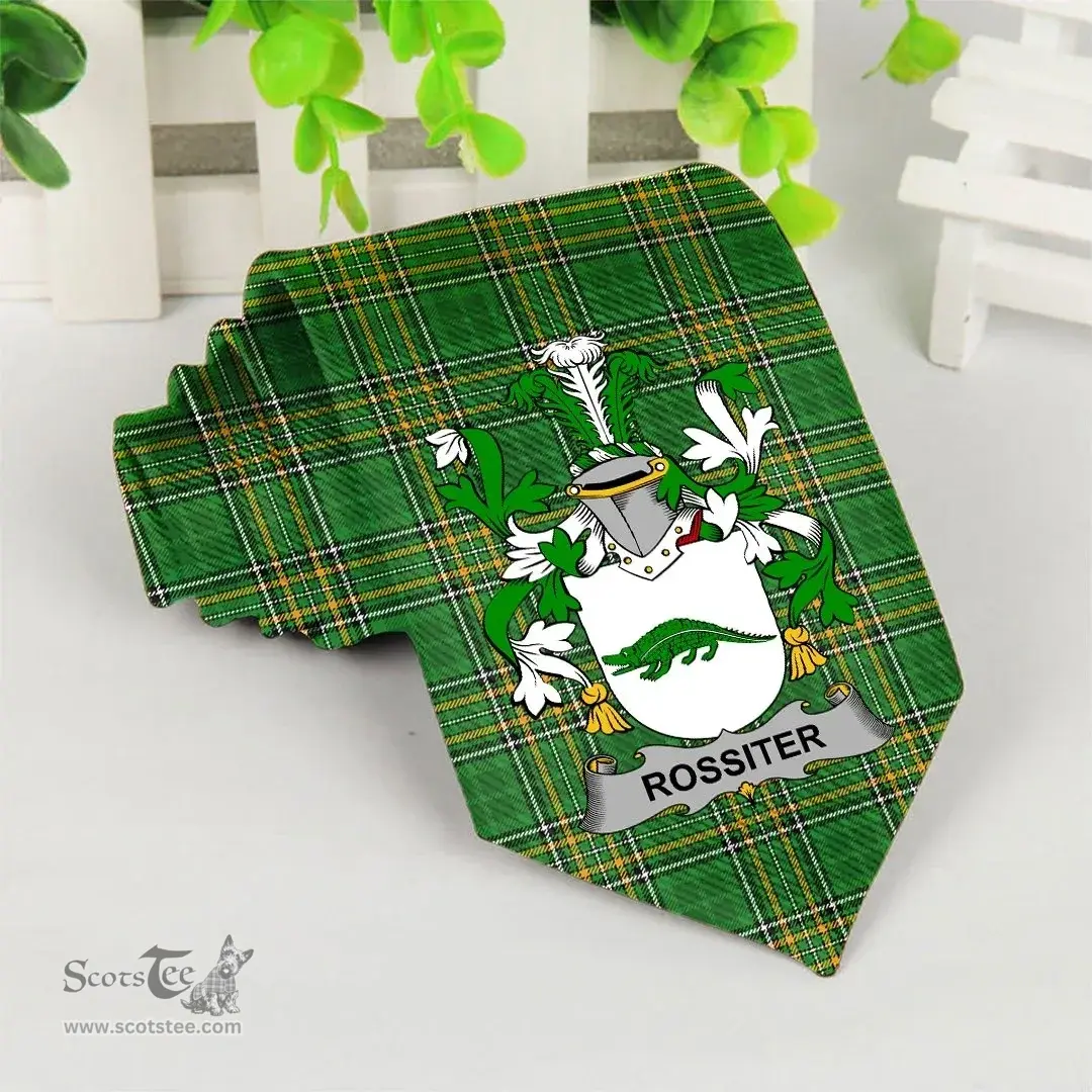Irish Rossiter Coat of Arms Family Crest Ireland Neck Tie Irish National Tartan Irish County Tie