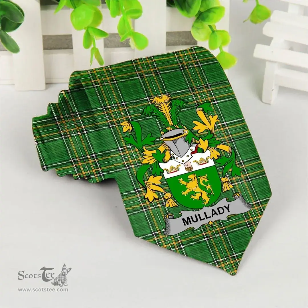 Irish Mullady or O'Mullady Coat of Arms Family Crest Ireland Neck Tie Irish National Tartan Irish County Tie