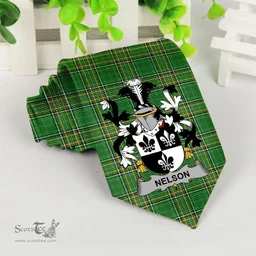 Irish Nelson or Nealson Coat of Arms Family Crest Ireland Neck Tie Irish National Tartan Irish County Tie