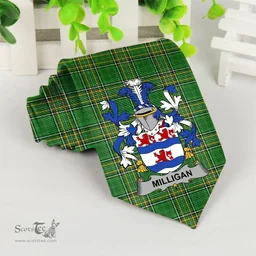 Irish Milligan Coat of Arms Family Crest Ireland Neck Tie Irish National Tartan Irish County Tie