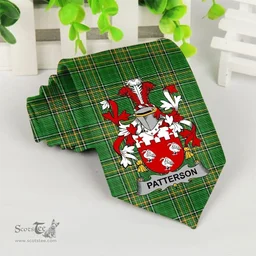 Irish Patterson Coat of Arms Family Crest Ireland Neck Tie Irish National Tartan Irish County Tie