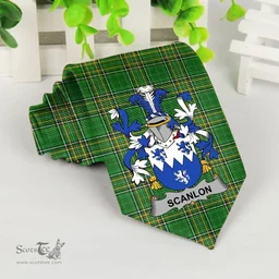 Irish Scanlon or O'Scanlan Coat of Arms Family Crest Ireland Neck Tie Irish National Tartan Irish County Tie