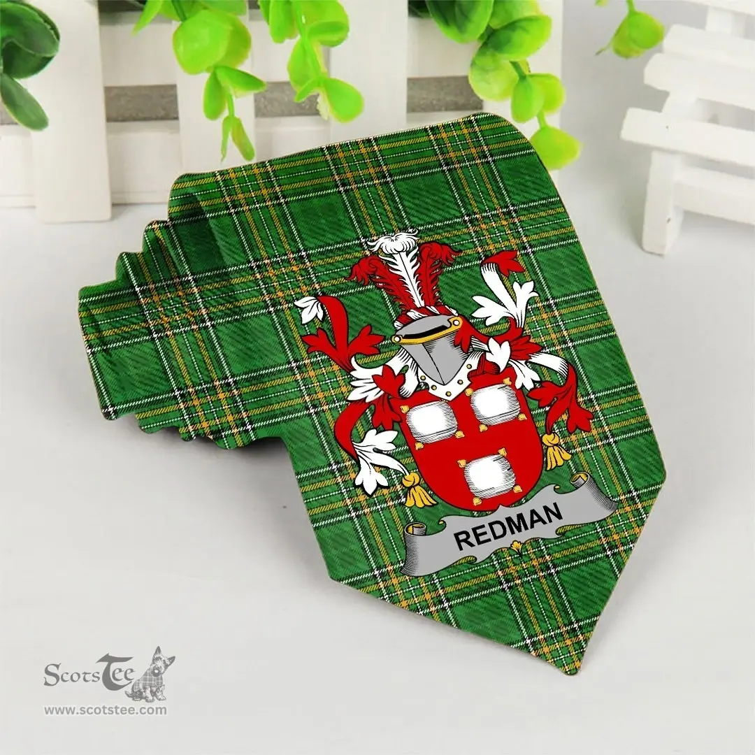 Irish Redman Coat of Arms Family Crest Ireland Neck Tie Irish National Tartan Irish County Tie