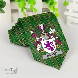 Irish McMore or More Coat of Arms Family Crest Ireland Neck Tie Irish National Tartan Irish County Tie