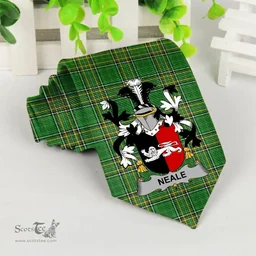 Irish Neale Coat of Arms Family Crest Ireland Neck Tie Irish National Tartan Irish County Tie