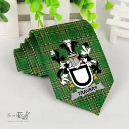 Irish Travers Coat of Arms Family Crest Ireland Neck Tie Irish National Tartan Irish County Tie