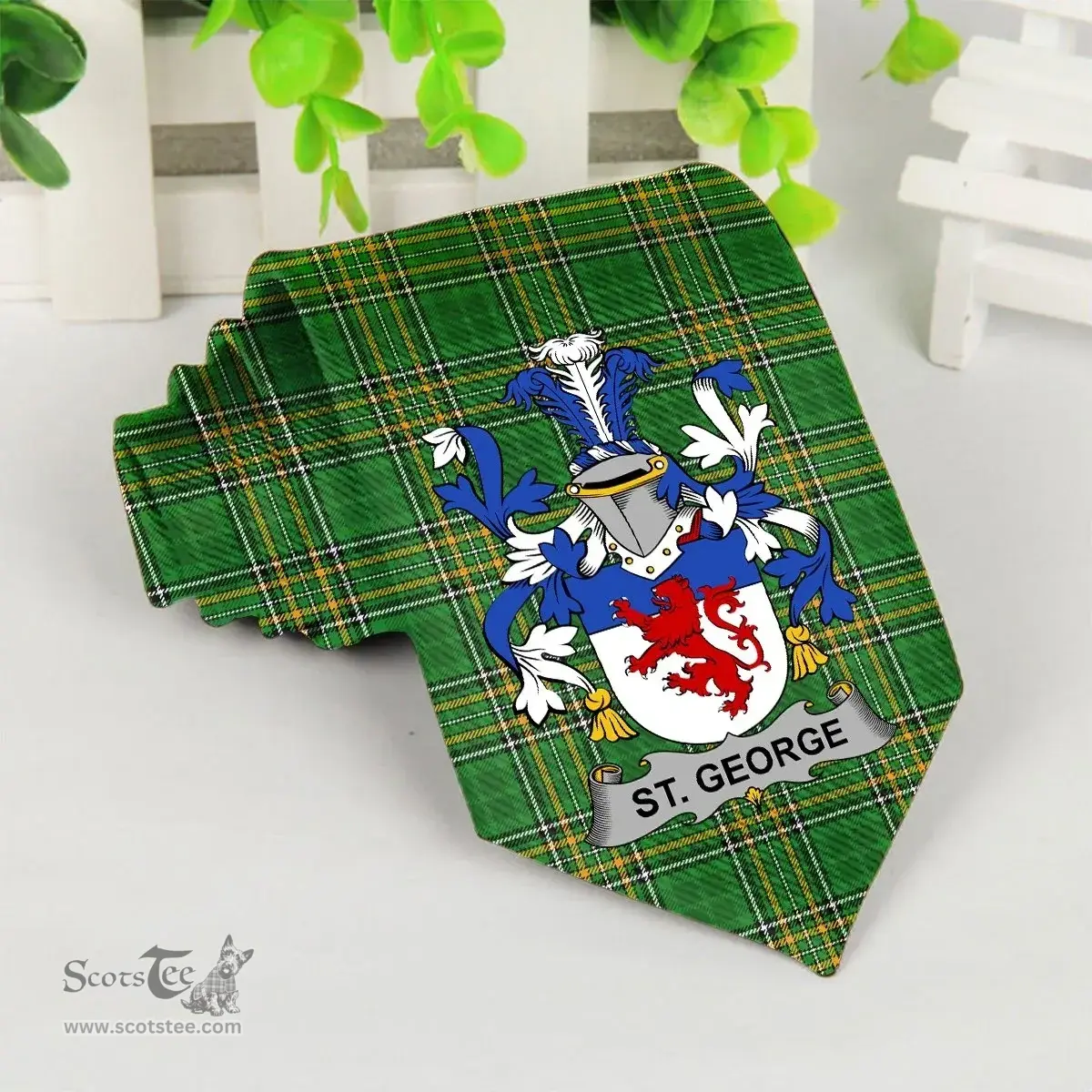 Irish St. George Coat of Arms Family Crest Ireland Neck Tie Irish National Tartan Irish County Tie