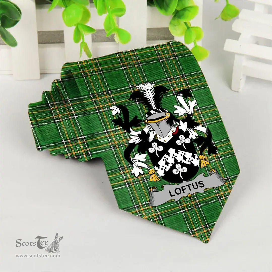 Irish Loftus Coat of Arms Family Crest Ireland Neck Tie Irish National Tartan Irish County Tie