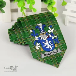 Irish Rockfort Coat of Arms Family Crest Ireland Neck Tie Irish National Tartan Irish County Tie