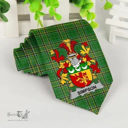 Irish Simpson Coat of Arms Family Crest Ireland Neck Tie Irish National Tartan Irish County Tie