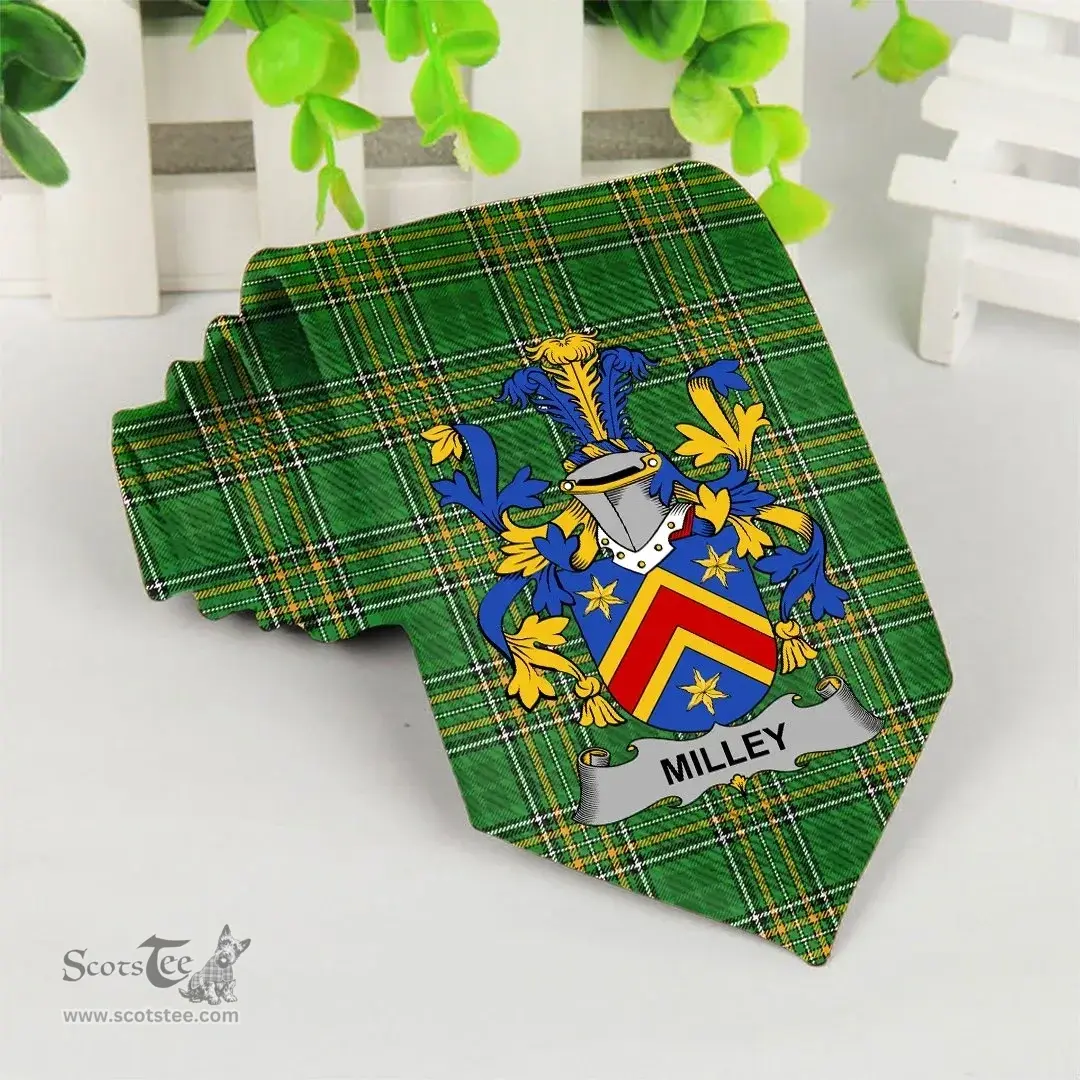 Irish Milley or O'Millea Coat of Arms Family Crest Ireland Neck Tie Irish National Tartan Irish County Tie