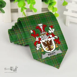 Irish Reidy or O'Reidy Coat of Arms Family Crest Ireland Neck Tie Irish National Tartan Irish County Tie