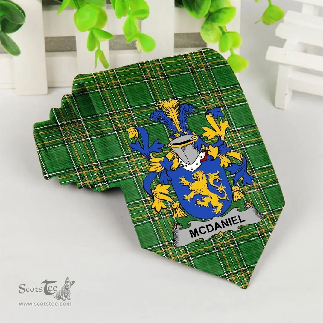 Irish McDaniel or Daniel Coat of Arms Family Crest Ireland Neck Tie Irish National Tartan Irish County Tie