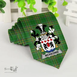 Irish McKeown or Keon Coat of Arms Family Crest Ireland Neck Tie Irish National Tartan Irish County Tie