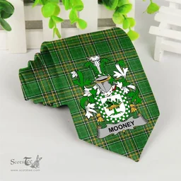 Irish Mooney or O'Mooney Coat of Arms Family Crest Ireland Neck Tie Irish National Tartan Irish County Tie