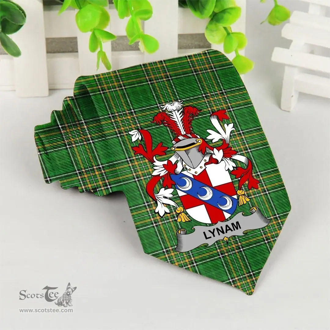 Irish Lynam or O'Lynam Coat of Arms Family Crest Ireland Neck Tie Irish National Tartan Irish County Tie